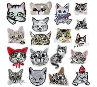 Attuslla Iron On Patches Repair Patches Kit, 18 Pz Gato Parche de Ropa, Parches Termoadhesivos para Ropa, Mochila, Gorras, Repara El Palo de Agujero