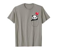 Atuendo de bolsillo de pecho de panda con corazón de aire y Camiseta