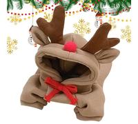 Atuendo de Perros de Renos: acogedora Sudadera con Capucha de Cachorros, Disfraces de asta de, Ropa de Perro navideña | Adorable Ropa de Mascotas de Reno de Navidad, Chaqueta Peluda con Capucha