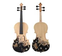 Atuendo De Violín Tablero superior de tilo para violín acústico 4/4, tablero lateral trasero, desplazamiento de arce con funda de transporte y arco