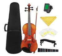 Atuendo De Violín Violín acústico 4/4, Panel de abeto, violín Natural de alta calidad con estuche, cuerdas para arco, afinador de apoyo para hombros (Color : Set2)