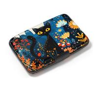 Atufsuat Portatarjetas de crédito, mini cartera de aluminio con bloqueo RFID, funda rígida de metal delgado para mujeres y hombres, Lindo gato., 0.8 x 4.3 x 2.7 inches, Casual