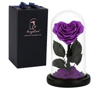 ATUIO Love Heart Shape Preserved Rose-Infinity Rose in Glass Dome-Made from Real Fresh Beauty Rose-Romantic Gifts for Her/Mom (P.