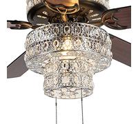 ATUIO River of Goods Glam 52 Inch Width Crystal Double-Lit LED Ceiling Fan, Clear