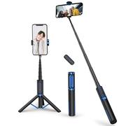 ATUMTEK Palo Selfie Trípode, Trípode Móvil 3 en 1 Extensible de Aluminio con Mando a Distancia Bluetooth Inalámbrico, Compatible con iPhone 17/16/15/14/13/12 mini/11 Pro y Smartphones Samsung, Azul
