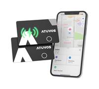 ATUVOS Air Tag Card Recargabilidad Localizador 1.6mm 2 Pack Negro, Bluetooth Smart Tracker Compatible con APP Buscar Apple (Sólo iOS, Android Not Supported), Buscador para Cartera, Maletas, Pasaporte.