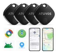 ATUVOS Air Tag Pro Smart Tag Tracker para Android & iOS, Dual Sistema Buscador de Objetos Compatible con Google Localizador o Apple Buscar App, para Llaves/Equipaje/Maleta.Batería Reemplazable.4 Pack