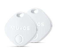 ATUVOS Air Tag Smart Tracker 2 Pack Blanco, Buscador de Objetos Bluetooth Funciona con Buscar Apple (Sólo iOS, Android no Compatible), Localizador para Llaves, Carteras, Equipaje, Batería Reemplazable