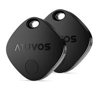 ATUVOS Air Tag Smart Tracker 2 Pack Negro, Buscador de Objetos Bluetooth Funciona con Buscar Apple (Sólo iOS, Android no Compatible), Localizador para Llaves, Carteras, Equipaje, Batería Reemplazable