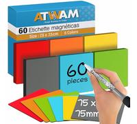 ATWAM - 30 Cintas magnéticas reescribibles - Imanes para pizarra blanca - imanes magnetica - 6 colores - Scrum (7,5 x 7,5 cm)