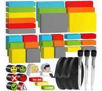 ATWAM 741 Tiras Magnéticas Reescribibles - Set Mega de Accesorios - 5 Tamaños Diferentes - 6 Colores - Imán Reescribible - Scrum & Kanban - para Pizarras Magnéticas, Neveras