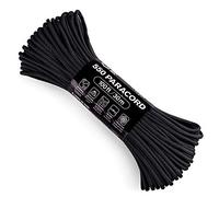Atwood Rope MFG 550 Cuerda de paracaídas de 100 pies, núcleo de 7 hebras, Cuerda de paracaídas de Nailon Exterior Hecha en EE. UU. | Cordones, Pulseras, Correas de Mango, Llavero, Negro