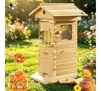 Atwynd Kit de Inicio de Colmena Auto-Flujo Fácil de Usar, Colmenas de Madera con Ventana de Observación, Automático de Cosecha de Miel, para Apicultura y Polinizadores de Jardín