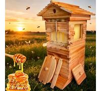 Atwynd Kit de Inicio Flow Hive para Principiantes, con 4 Marcos y Ventana de Observación, Colmena de Madera Auto-Cosecha Completa, para Apicultura Doméstica, Tamaño Pequeño