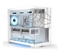 ATX Gaming PC Case, Mid Tower Computer case with Dual Chamber for Cable Management, 270° Panoramic Unique Desktop Chassis, Rear ARGB Fan Pre-Installed, for BTF ATX/MATX Mobo, 360 AIO (White, 120mmx1)