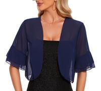 Atxnn Bolero Mujer de Gasa Chaqueta Verano Toreras de Media Manga con Volantes Cardigan Corto Ligero para Fiesta Vestidos