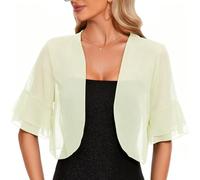 Atxnn Bolero Mujer de Gasa Toreras de Media Manga con Volantes Cardigan