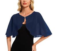 Atxnn Bolero Mujer Gasa Chaqueta Encaje Toreras Cardigan Corta Elegante Fiesta Boda Shrug Verano Primavera Otoño Top Casual Moda, Azul Marino