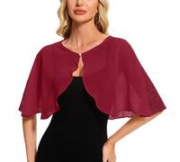 Atxnn Bolero Mujer Gasa Chaqueta Encaje Toreras Cardigan Corta Elegante Fiesta Boda Shrug Verano Primavera Otoño Top Casual Moda, Vino Tinto