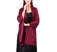Atxnn Chal Mujer Seda Satén Bufanda Elegante para Boda Playa Fiesta Noche Fulares de Otoño Invierno Primavera Verano Chales de Colores Sólidos Estolas, ROJO OSCURO