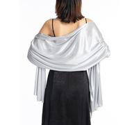 Atxnn Chal Mujer Seda Satén Bufanda Elegante para Boda Playa Fiesta Noche Fulares de Otoño Invierno Primavera Verano Chales de Colores Sólidos Estolas, PLATA CLARO