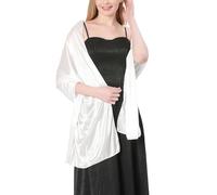 Atxnn Chal Mujer Seda Satén Bufanda Elegante para Boda Playa Fiesta Noche Fulares de Otoño Invierno Primavera Verano Chales de Colores Sólidos Estolas, BLANCO