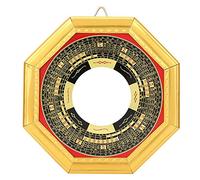 Atyhao Bagua Espejo Ornamental, Chino Tradicional Feng Shui Bagua Espejo Convexo/cóncavo Bagua Espejo con Banda de Oro Wealth Protection Ornament