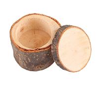 Atyhao Caja de anillo de madera 3 unids/set caja de anillo de madera DIY soporte de anillo de boda rústico caja contenedor para el aniversario del día de San Valentín