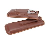 Atyhao Funda De Cuero Para Cigarros De Viaje Portátil 2 Cigarros Estuche De Cuero Para Cigarros Con Cortador Para Estuches De Oficina De Negocios Accesorios Para Cigarros Humidores