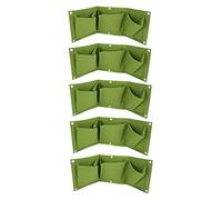 Atyhao Jardinera Vertical para Colgar en la Pared de jardín con 3 Bolsillos 5 Piezas Bolsas para Cultivo de Plantas Jardinera de 3 Bolsillos degradable montada en la Pared Accesorio de jardín (Verde)