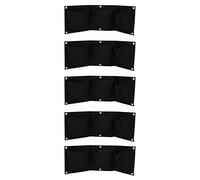 Atyhao Jardinera Vertical para Colgar en la Pared de jardín con 3 Bolsillos 5 Piezas Bolsas para Cultivo de Plantas Jardinera de 3 Bolsillos degradable montada en la Pared Accesorio de jardín (Negro)