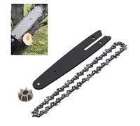 Atyhao Juego de Cadena de Piñón Juego de Cadena de Motosierra, Piñón de Acero Placa de Guía de 186 Mm Cadena de 230 Mm Accesorios de Repuesto de Sierra de 6 Pulgadas para Mini Motosierra