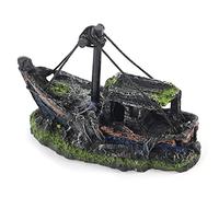 Atyhao Shipwreck Aquarium Ornament, Artificial High Simulation Lost Wrecked Boat Modelo de Resina de Barco Hide House Fish Tank Landscape Decoration