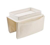 Atyhao Sofá Mesa con Reposabrazos para Sofá, Brazo Plegable para Almacenamiento de Sofá, Soporte para Bandeja, Mesa 600D, Bolsillos Laterales de Tela Oxford para Sofá(Beige)