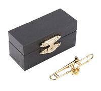 Atyhao Trombone Cornet Broche, Chapado en Oro Trombone Cornet Broche Mini Instrumento Musical Forma Pin Decoración Caja Regalo de cumpleaños(Trombón)