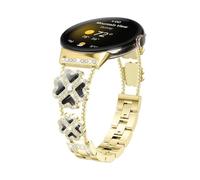 ATYJMOK Adecuado for Google Pixel Watch 41mm Clover Doble Cadena Correa de reloj con incrustaciones de diamantes(Golde-1)
