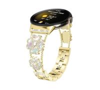 ATYJMOK Adecuado for Google Pixel Watch 41mm Clover Doble Cadena Correa de reloj con incrustaciones de diamantes(Golde)