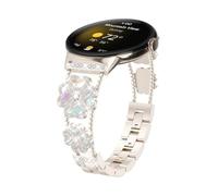 ATYJMOK Adecuado for Google Pixel Watch 41mm Clover Doble Cadena Correa de reloj con incrustaciones de diamantes(Starlight)