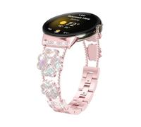ATYJMOK Adecuado for Google Pixel Watch 41mm Clover Doble Cadena Correa de reloj con incrustaciones de diamantes(Rose pink)