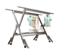 ATYUJKB Tendales De Ropa Plegable Exterior, Tendales De Ropa Extensible Aleación De Aluminio, Tendedero De Independiente, Antideslizantes Tendal Exterior (Grey 250cm/98in)