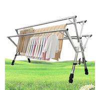 ATYUJKB Tendales De Ropa Plegable Vertical, Tendedero De Ropa Exterior para Balcon, Clothes Drying Rack con Ruedas para Interior Y Exterior, Tendedero Ropa Acero Inoxidable (240cm/95in)