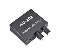AU-202 Mezclador EstéReo de 2 Entradas y 2 Salidas Distribuidor de Audio para Auriculares Potencia Externa AMP Control Solo de Volumen