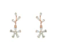 Au 375/585/750 - Pendientes de oro auténtico con trapecio moissanita, flores, oro amarillo, 9 K/14 K/18 K, Oro rosa de 14 quilates, Moissanita