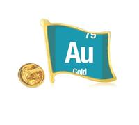 au Checal Element Science - Pin de solapa con bandera de metal dorado