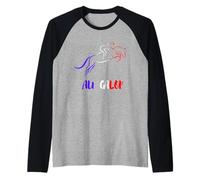 Au Galop Cavalier Français Cheval Equitation Made in France Camiseta Manga Raglan