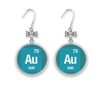 Au Gold Chemical Element Science - Pendientes de lazo con gancho perforado