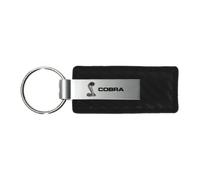 Au-TOMOTIVE GOLD Llavero compatible con Ford Mustang Cobra negro fibra de carbono cuero llavero, Negro -, talla única