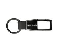 Au-TOMOTIVE GOLD Llavero compatible con Nissan - mosquetón de perlas negras de alta calidad, Negro -