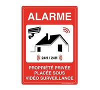 AUA SIGNALETIQUE 202049-AI-a-210x300 Panel Preperforado con Ángulos Redondeados Dibond de Aluminio, Alarma Propiedad Privada Bajo Video, 330 mm Ø