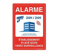 AUA SIGNALETIQUE 202064-AI-a-210x300 Panel Preperforado con Ángulos Redondeados Aluminio Dibond, Alarma 24H Establishment Bajo Videovigilancia, A 4:210 x 300 mm